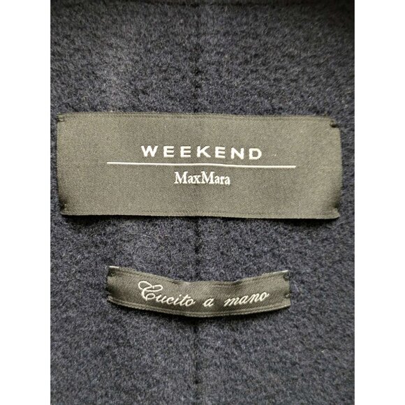 Weekend Max Mara "Rovo" Wrap Wool Belted Coat Navy US08 - Picture 4 of 8